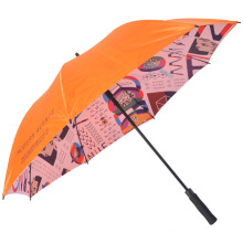 Custom Made All Kinds of Rain Umbrellas Orange EVA Floating Hotel Auto Open The Cost of a Subway Golf Umbrella with Long Handle